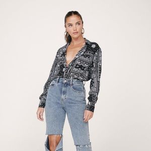 Nasty Gal bandana print button down